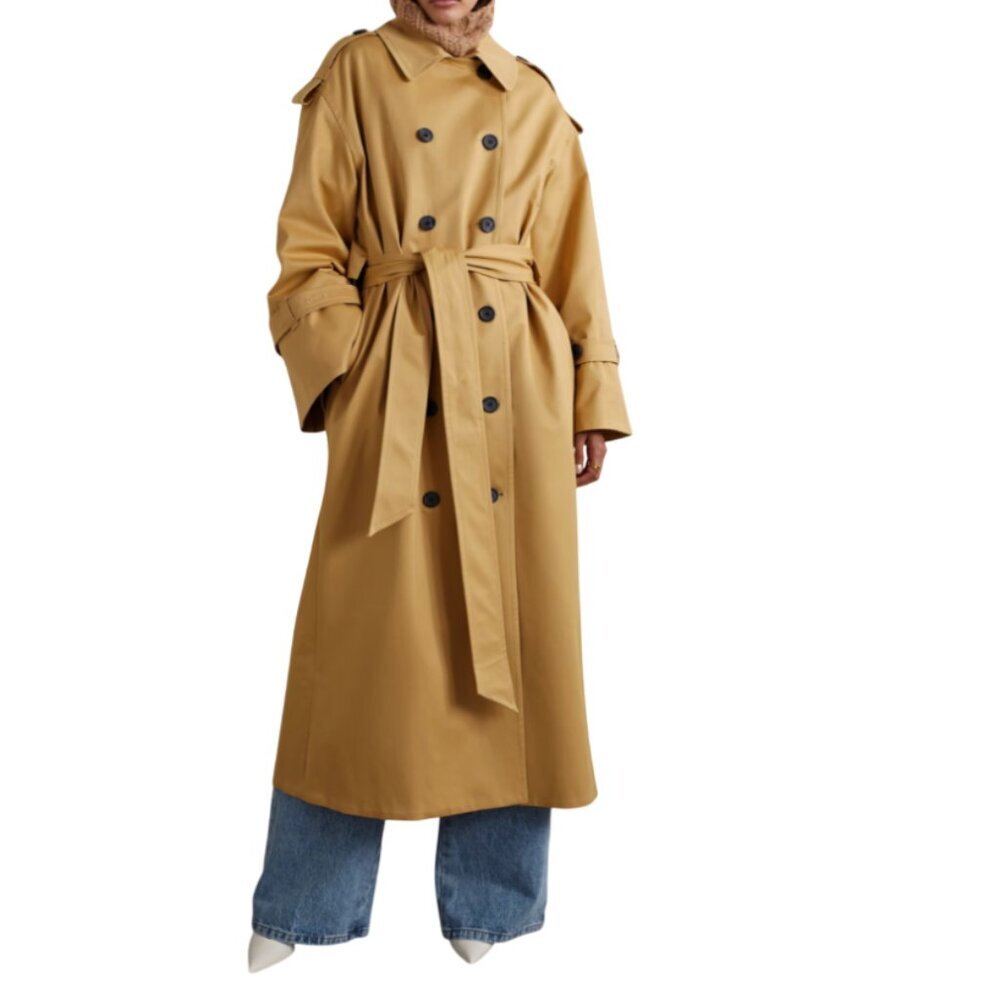 By Malene Birger Alanis Oversized Rain Trench Coat Womens 44 14 XL Tan Sand Belt - Picture 15 of 15